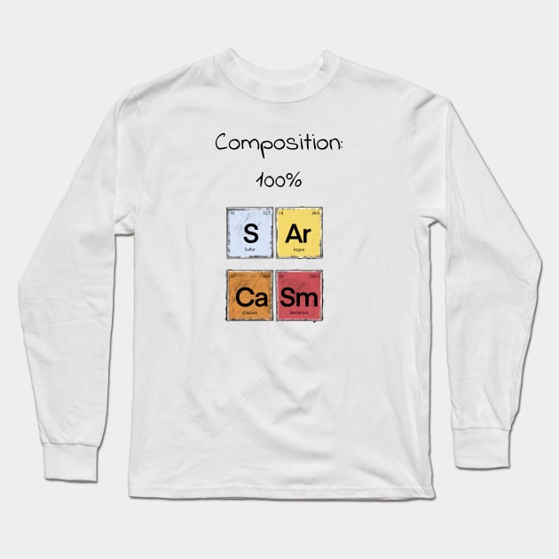 Science Sarcasm S Ar Ca Sm Elements of Humor Composition  White Long Sleeve T-Shirt by Uwaki